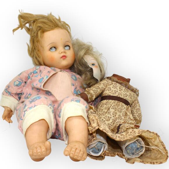 2 Vintage Creepy Dolls Halloween Decoration Headless GothEyes - Picture 4 of 9